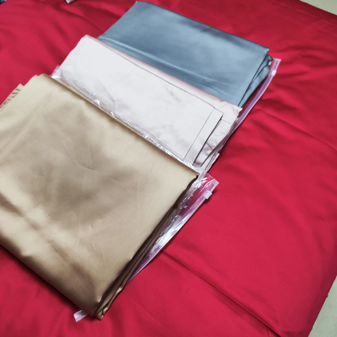 140支双经双纬长绒棉枕套+床单纯色床上三件套加大245*270cm