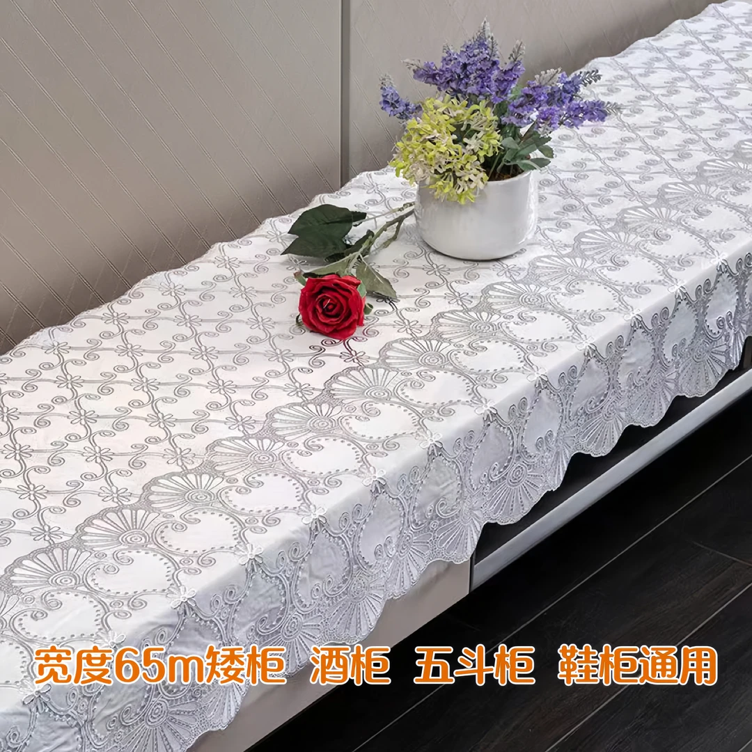 电视柜桌布3D凤尾烫银花宽65厘米 长可任意裁剪防水防污防滑耐高