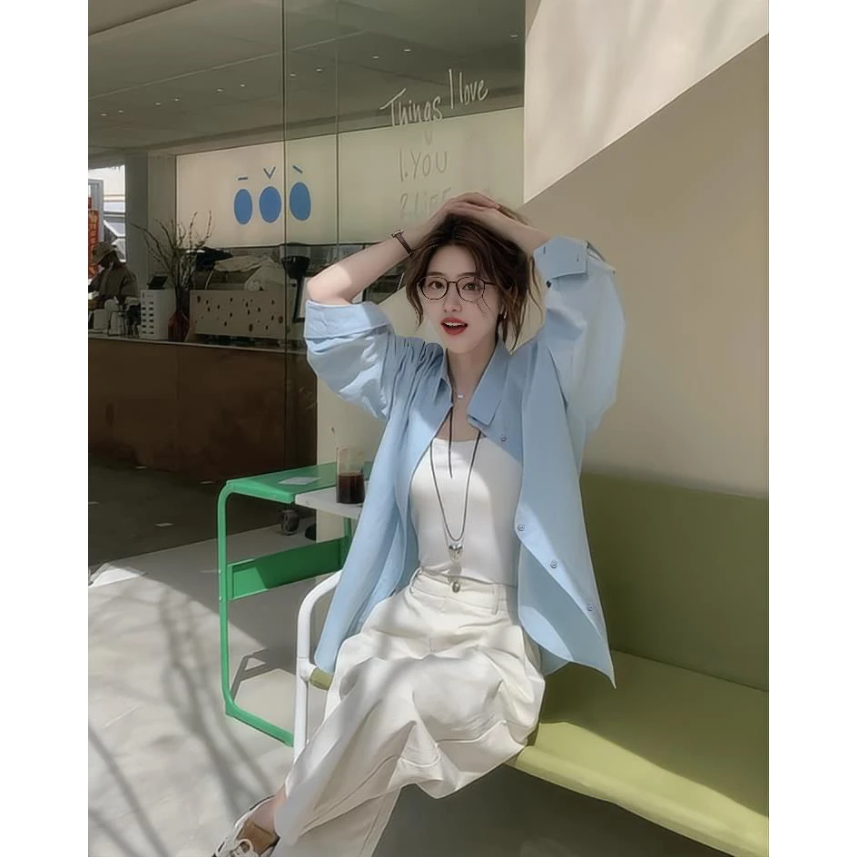 【纯棉】2024秋季糖果色燕尾设计款时尚新款纯色长袖衬衫