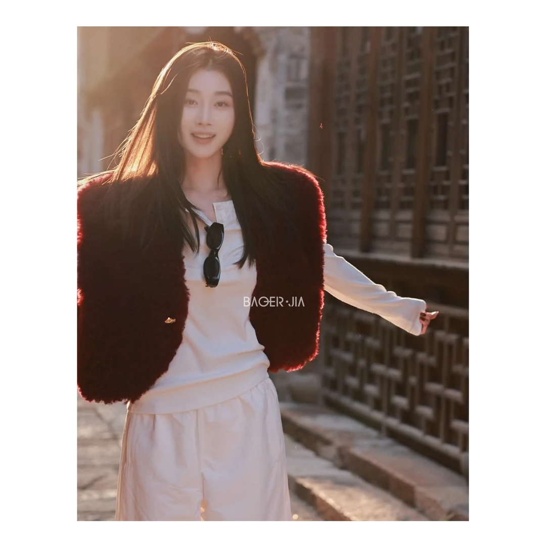 3-【夜巴黎】宝儿家含幂BJ57224310冬季款羊毛羊皮一体柔软亲肤马甲
