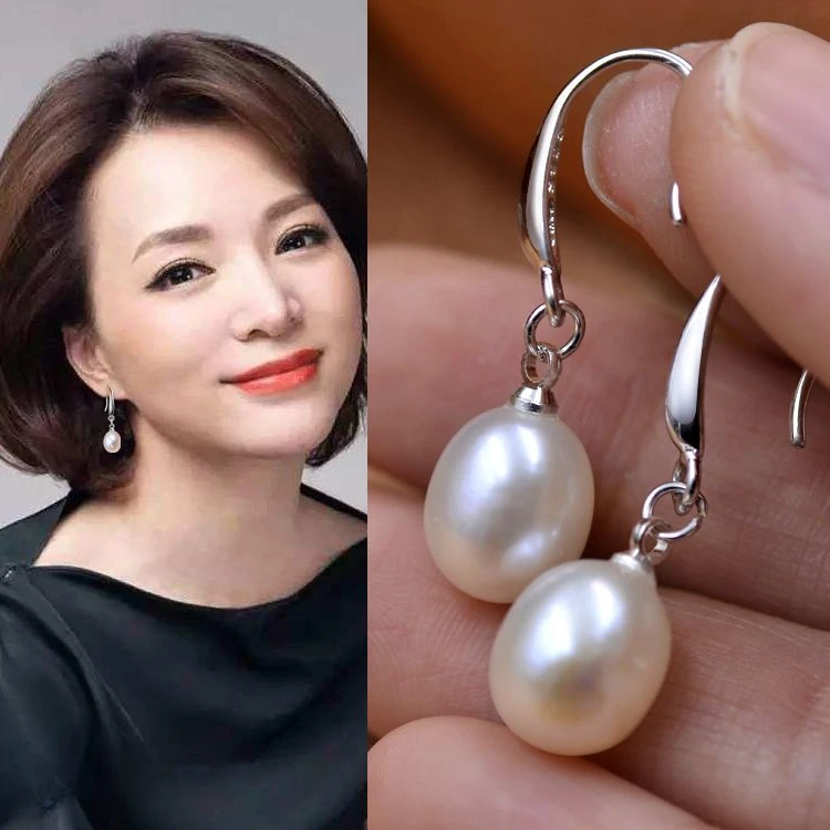 专柜正品S925银珍珠气质耳环防过敏经典淡水时尚流行爆款简约