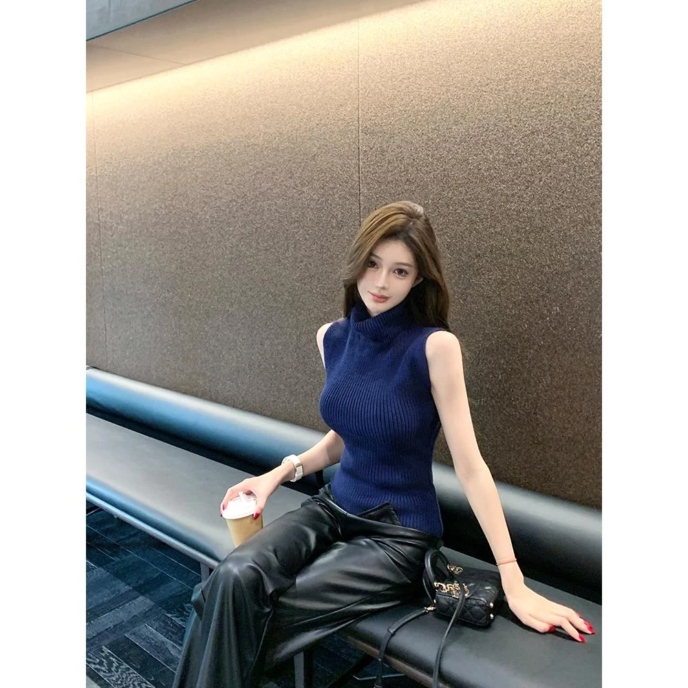 【基础款腰果背心】性感修身针织吊带纯色高领无袖毛衣