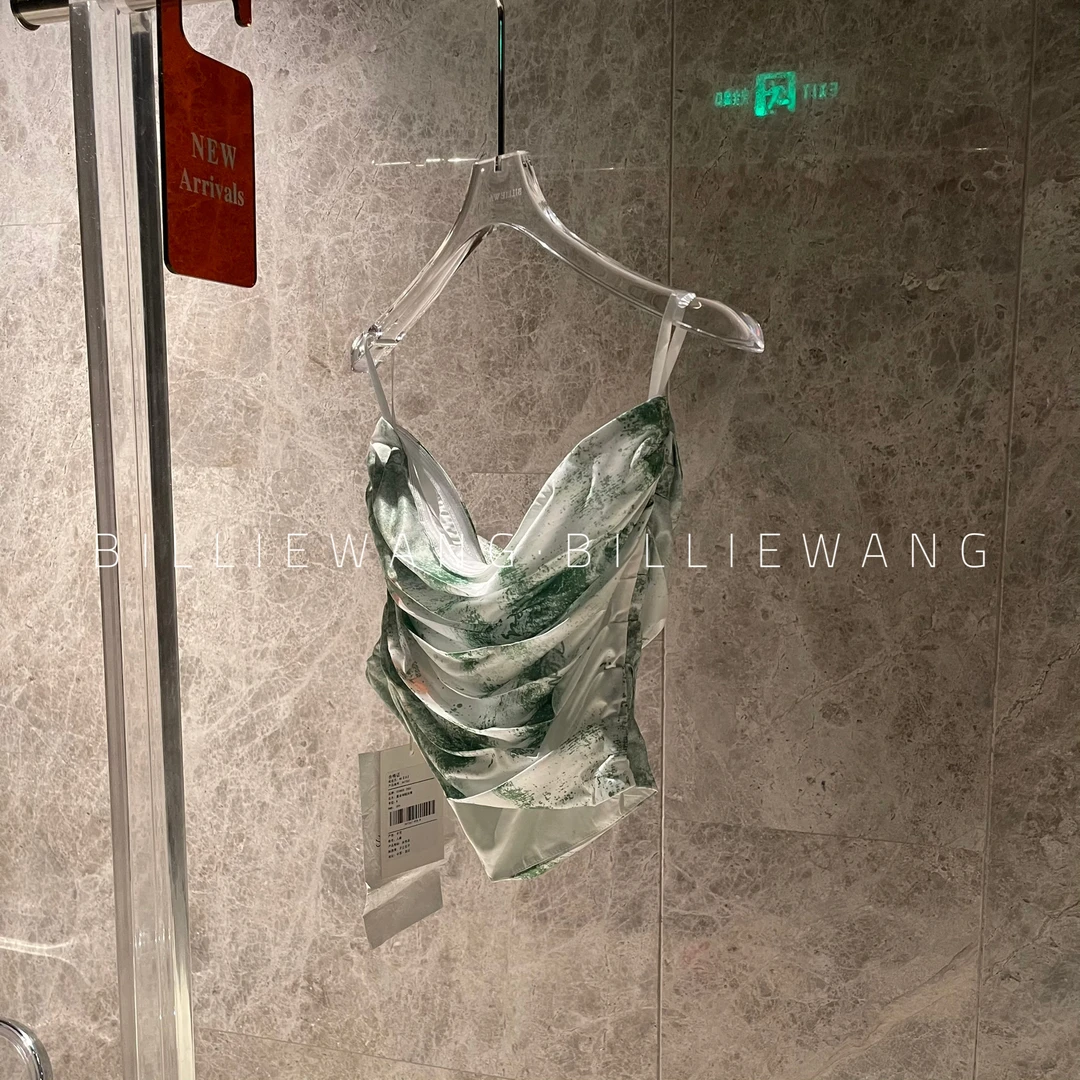 BW独立设计师高定系列｜只此青绿｜晕染抽皱弹力抹胸背心