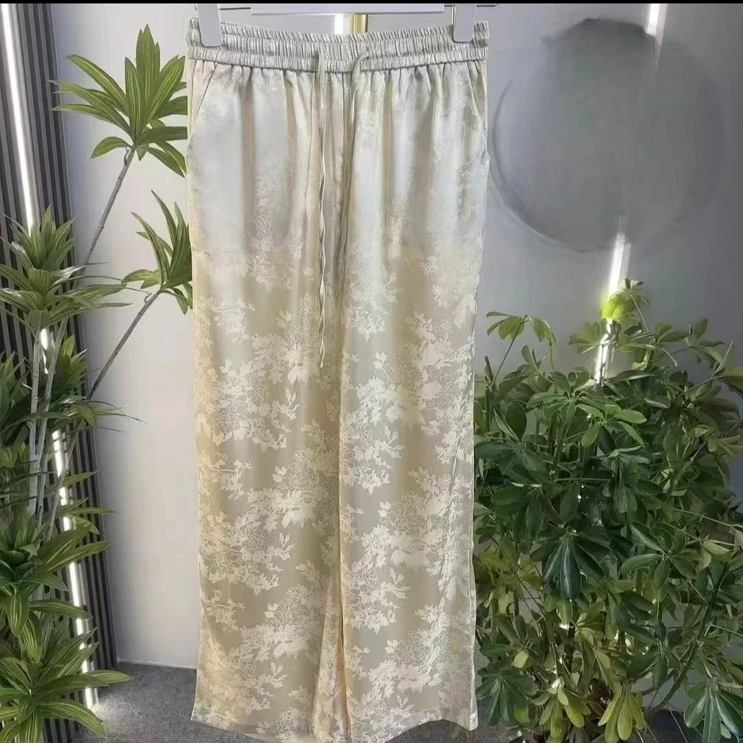 134气质时尚休闲百搭提花新中式绣花裤