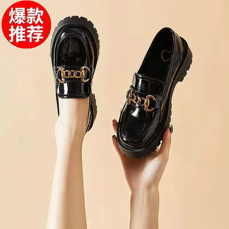 复古春秋小皮鞋女2023春季秋款一脚蹬春秋单鞋软皮百搭乐福鞋秋