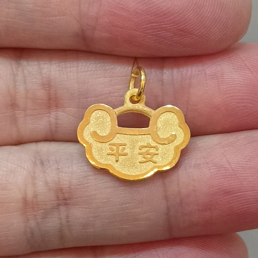 足金999黄金吊坠真金正品纯黄金挂坠女式实心黄金锁片儿童平安锁