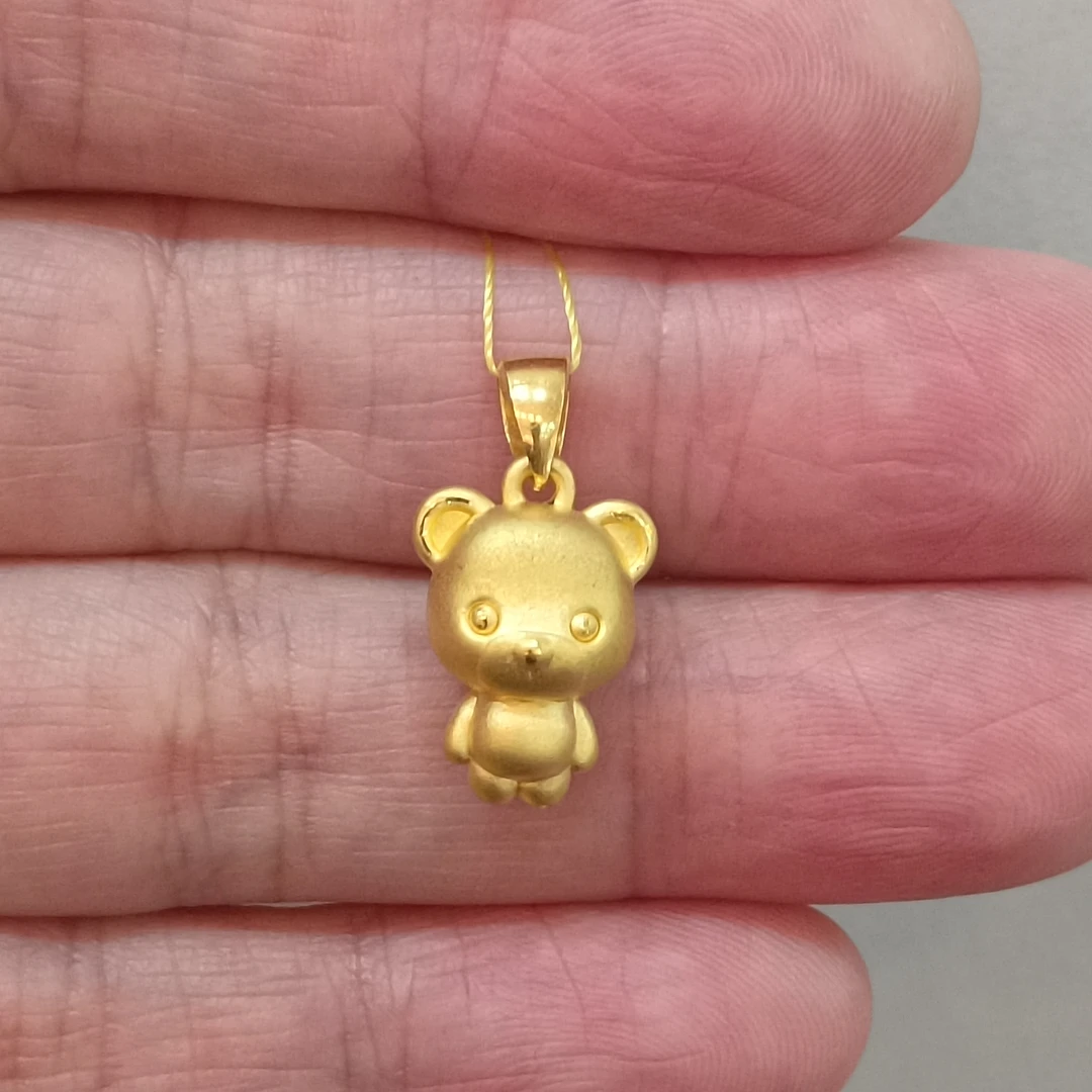 足金999黄金吊坠1.69克真金正品纯黄金小熊挂坠小碗熊宝宝挂件