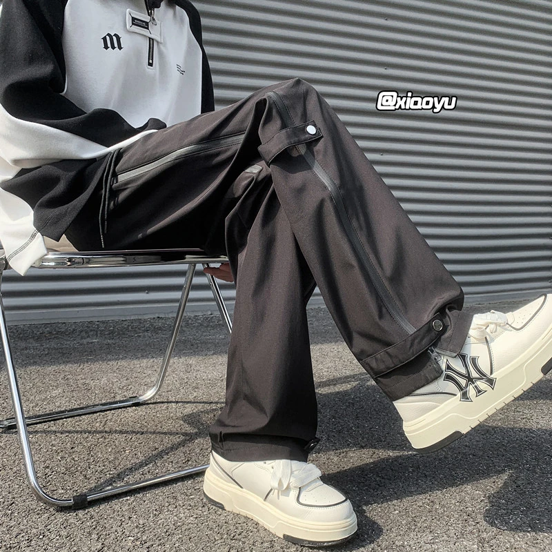 冲锋休闲裤秋冬加绒拉链美式机能风长裤子男款速干户外工装裤直筒