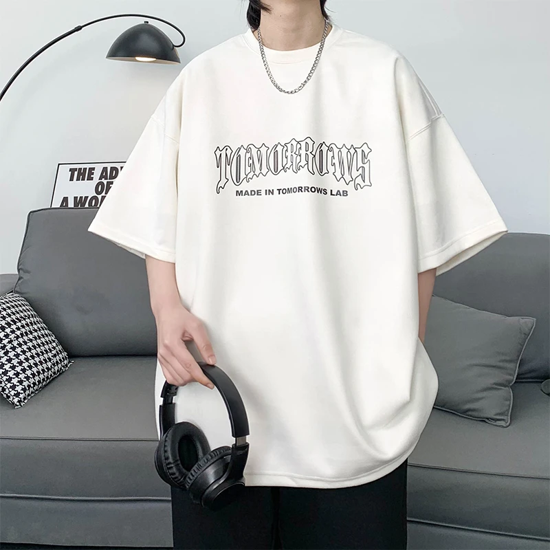 夏季重磅短袖t恤印花男美式高街ins百搭宽松潮牌潮流半袖重磅休闲