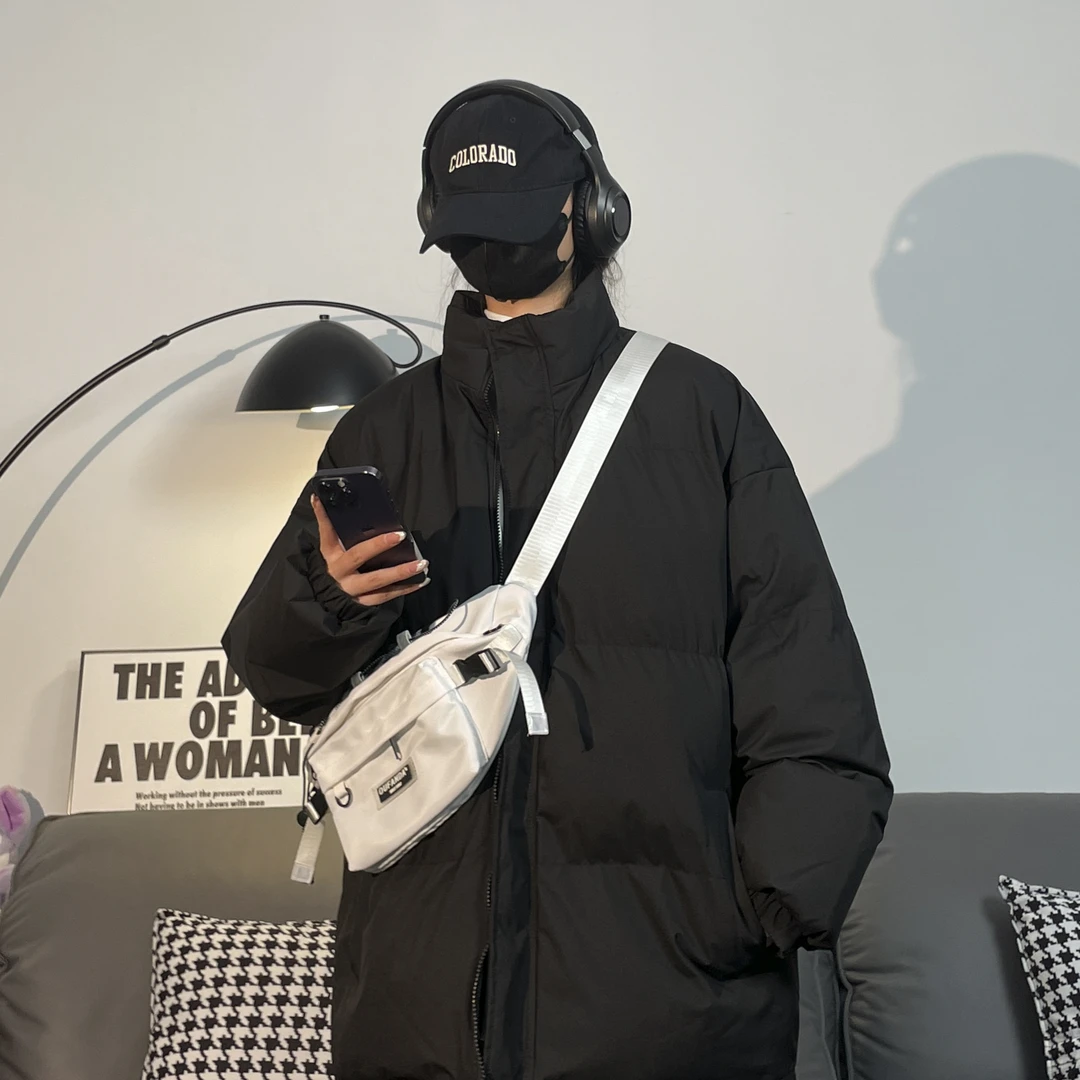 情侣纯色棉袄外套男士冬季保暖棉服休闲百搭情侣装棉衣加厚面包服