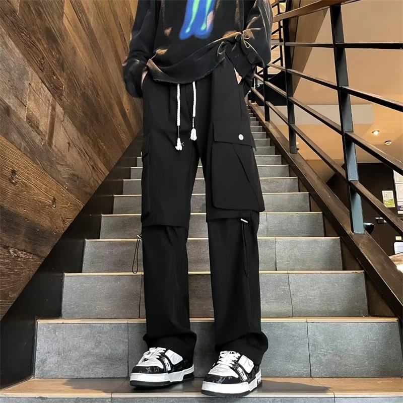 秋冬美式工装裤男款高街美式宽松直筒休闲工装裤百搭阔腿潮流显瘦