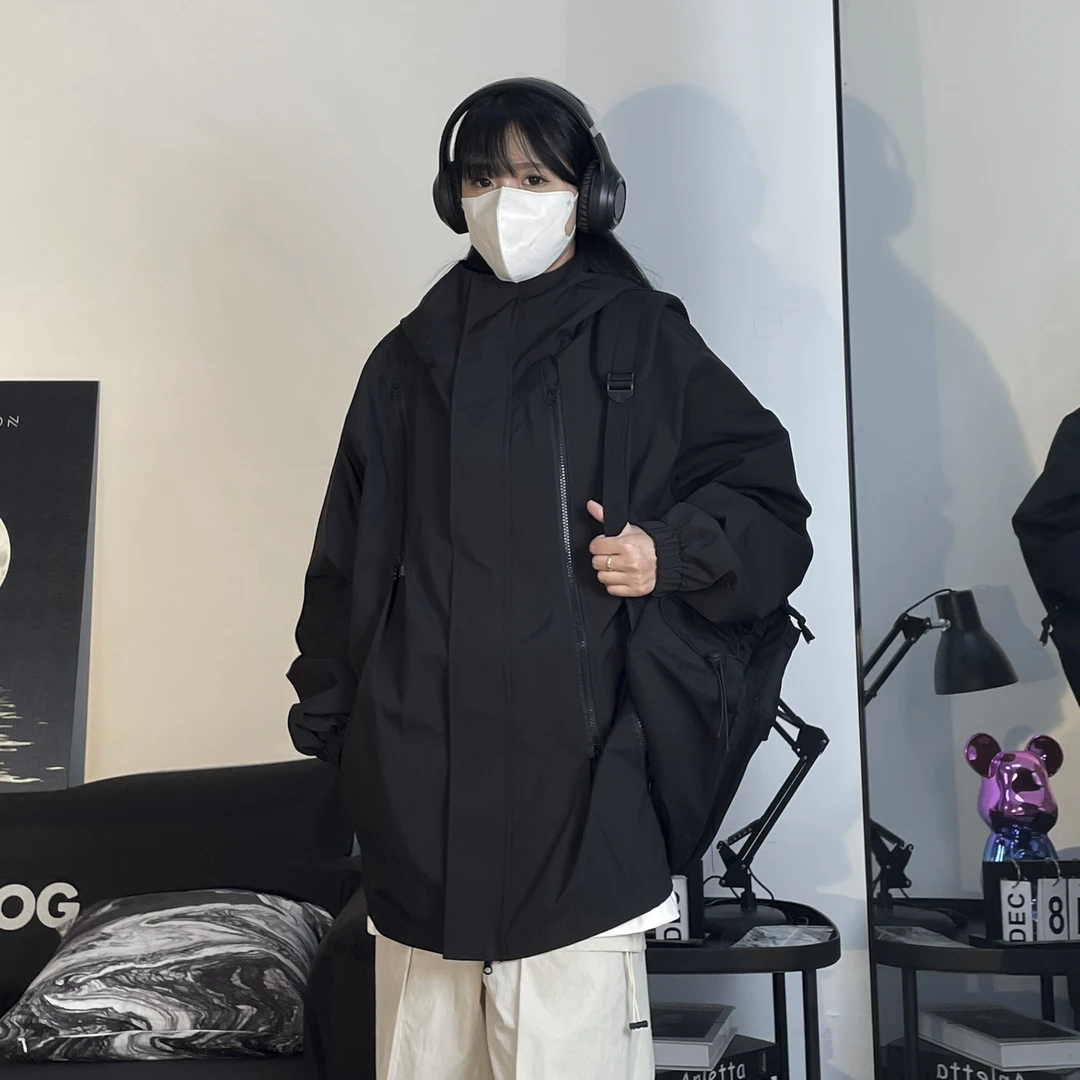 美式防水冲锋衣秋冬季男休闲连帽拉链外套潮牌防风新款爬登山衣服