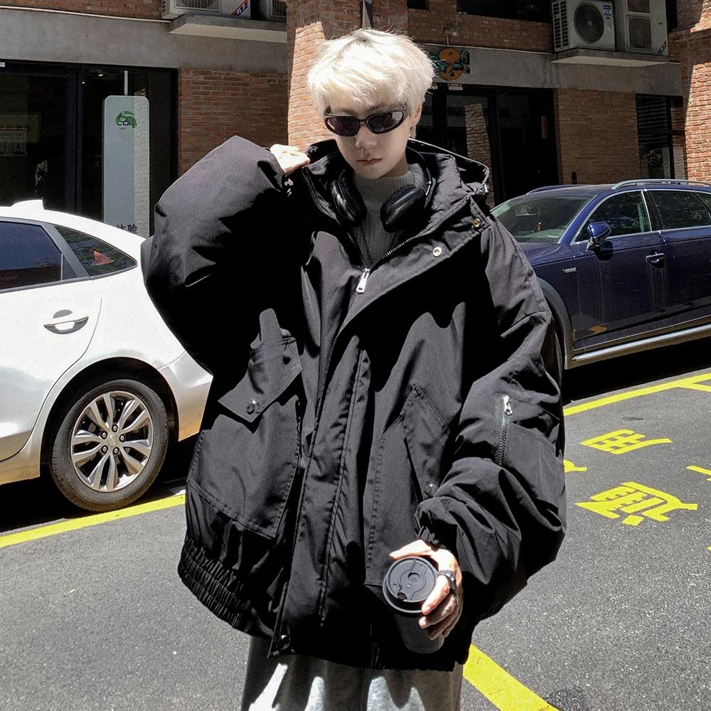 秋冬美式高街棉衣百搭宽松服潮牌潮流外套棉服重磅保暖加厚青少年