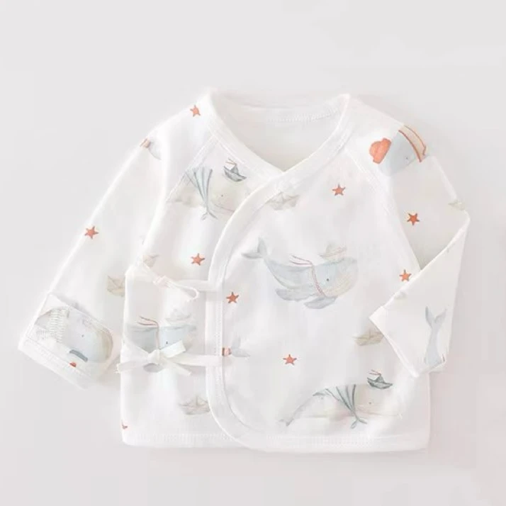 新生儿半背衣纯棉无骨A类四季款宝宝出生衣和尚服产房满月必备