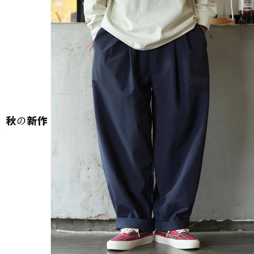 早秋新品日系小众阔版雅痞老爹裤防水防污复古百搭休闲裤宽松