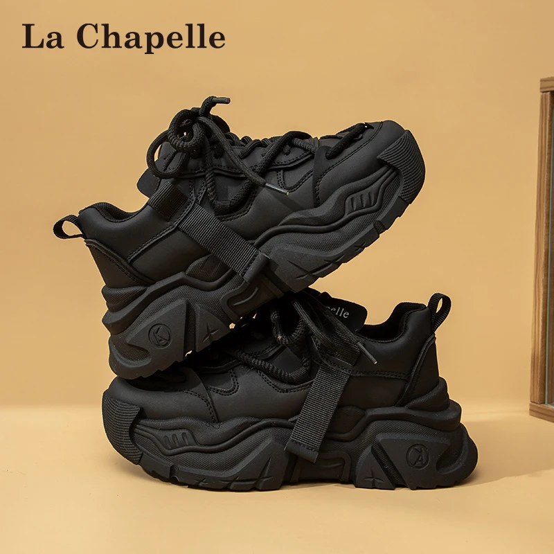 拉夏贝尔老爹鞋女2025秋季新款百搭时尚厚底增高透气休闲运动鞋子