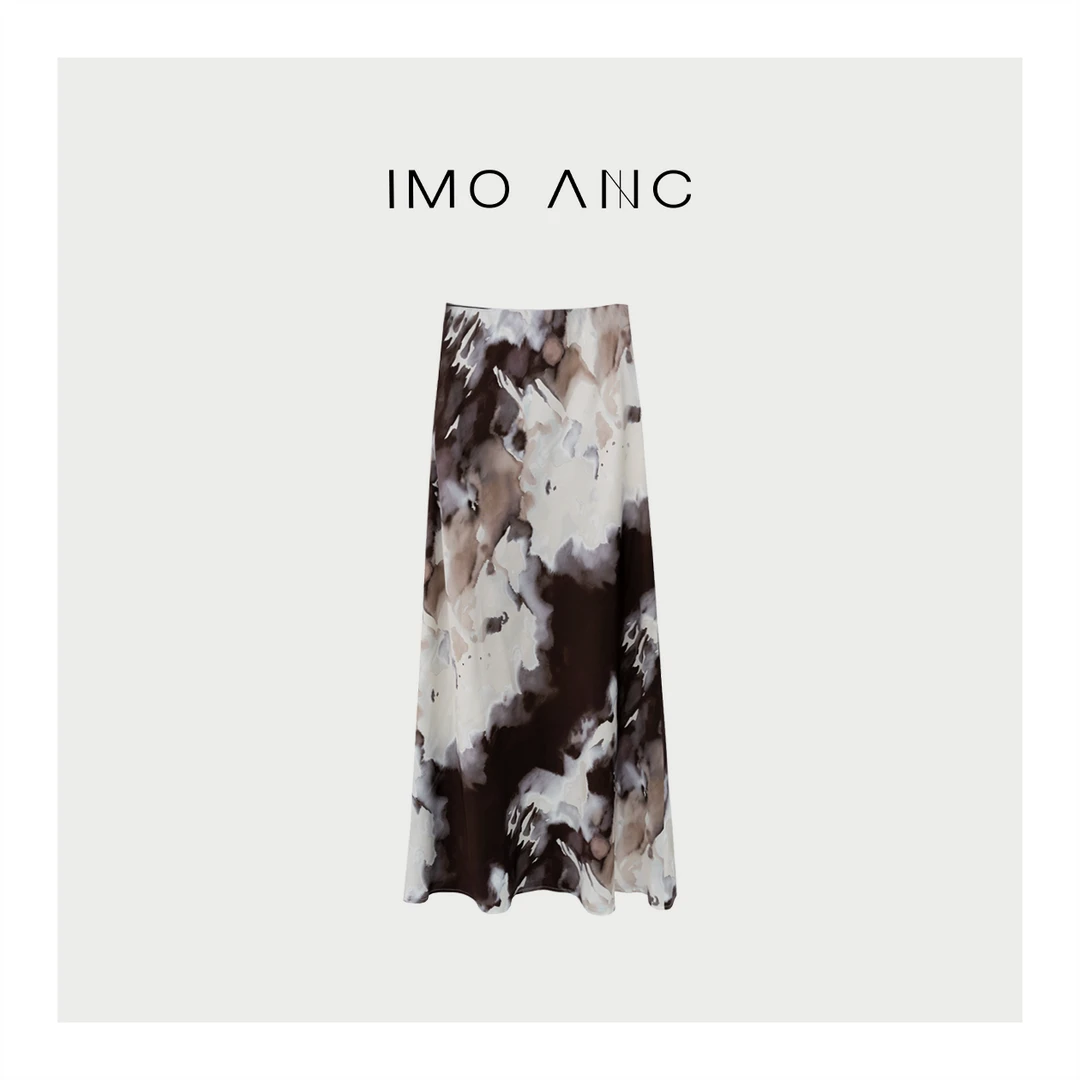 IM SO FANCY【NO退NO换】水墨印染醋酸松紧腰头半裙SQ1166