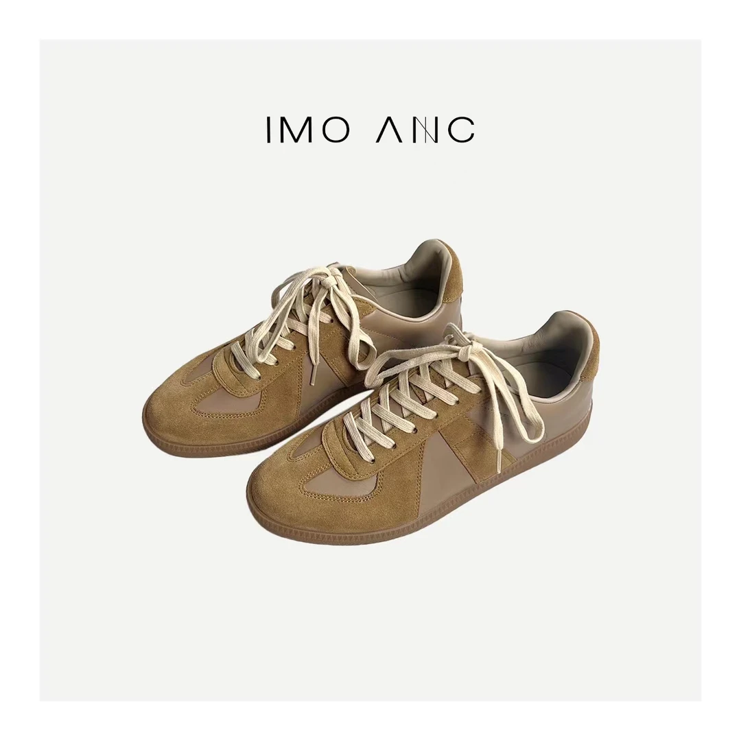 IM SO FANCY*6卡其德训鞋牛皮运动休闲百搭拼接休闲鞋