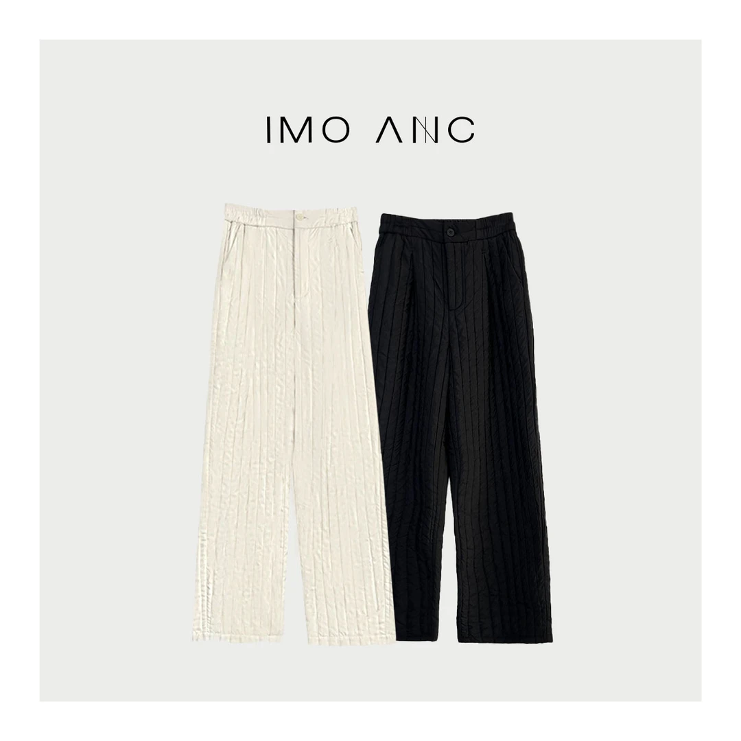 IM SO FANCY双色极简棉裤百搭松紧腰时尚棉裤SQ831