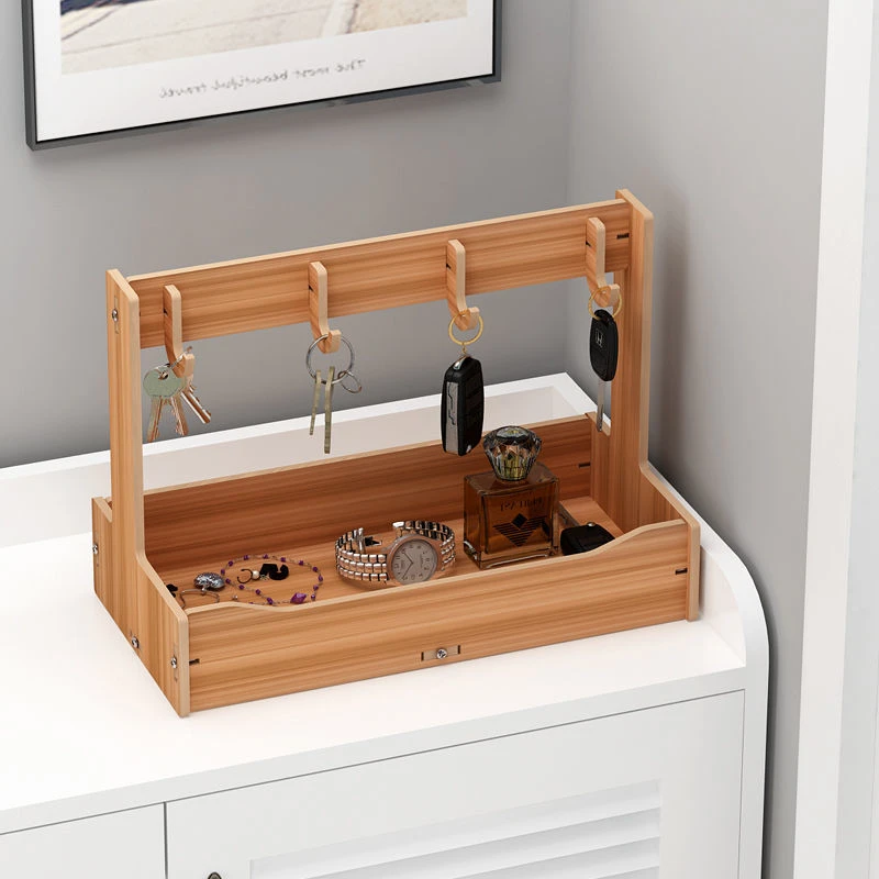 新疆包邮玄关门口钥匙收纳盒摆件放钥匙创意置物架实木收纳盒进门