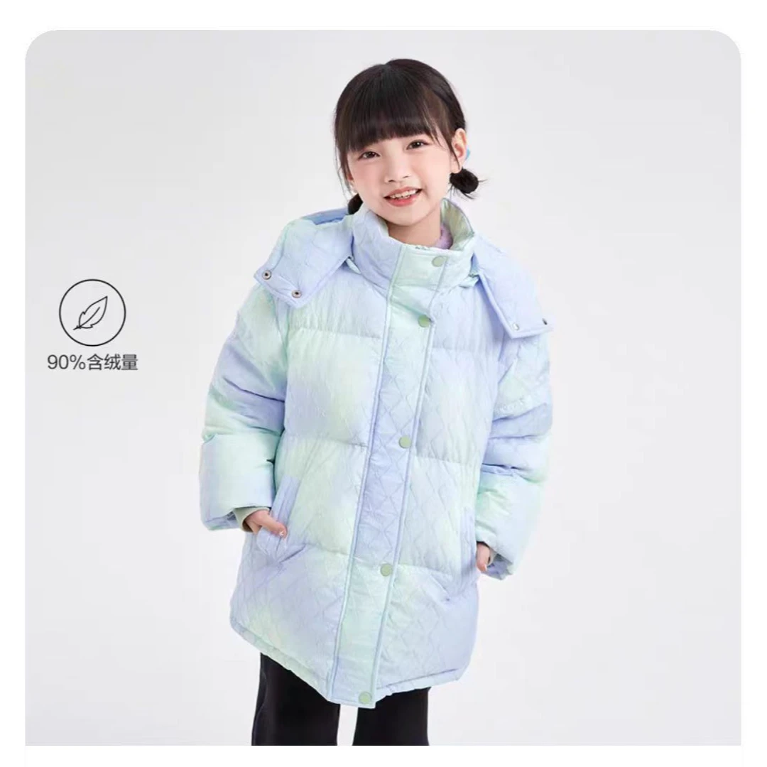 【长款羽绒服】DS7m2456502女童羽绒服冬装新款大童女孩中长款外套