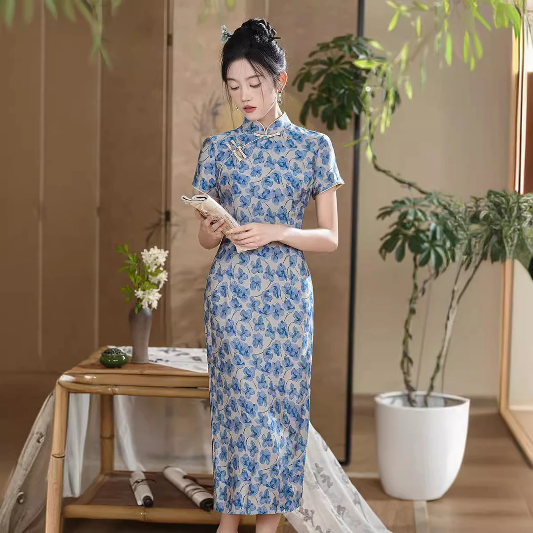 2024年夏新款改良旗袍日常新款单层修身轻薄不闷汗新中式女裙