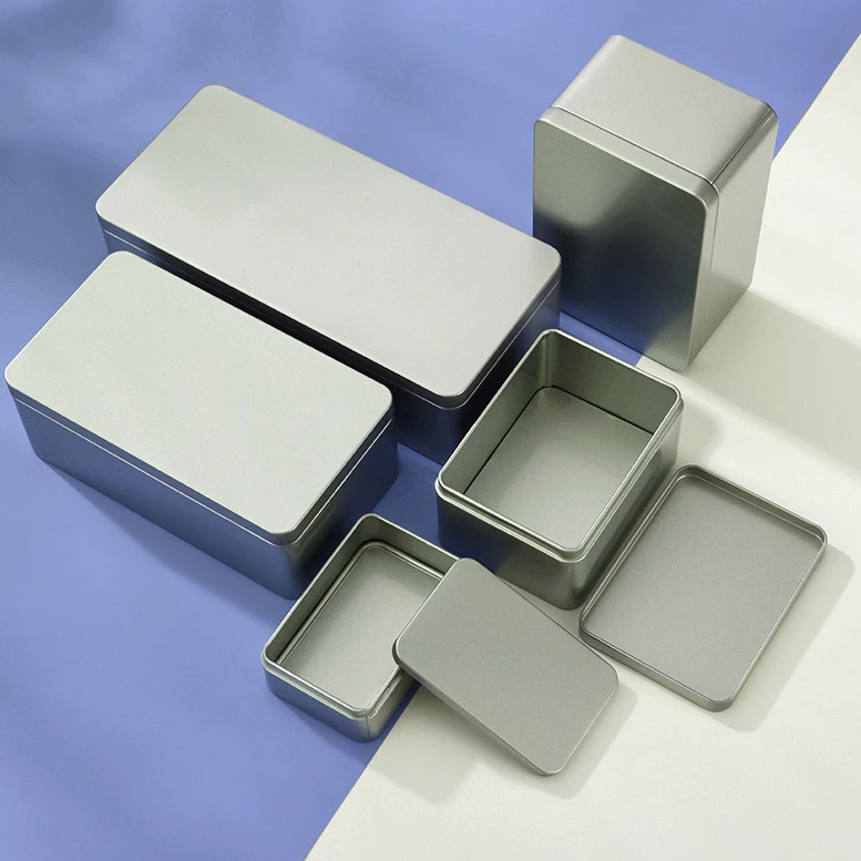 收纳铁盒磨砂加厚长方形金属收纳盒工具放零食茶叶食物储存带盖子