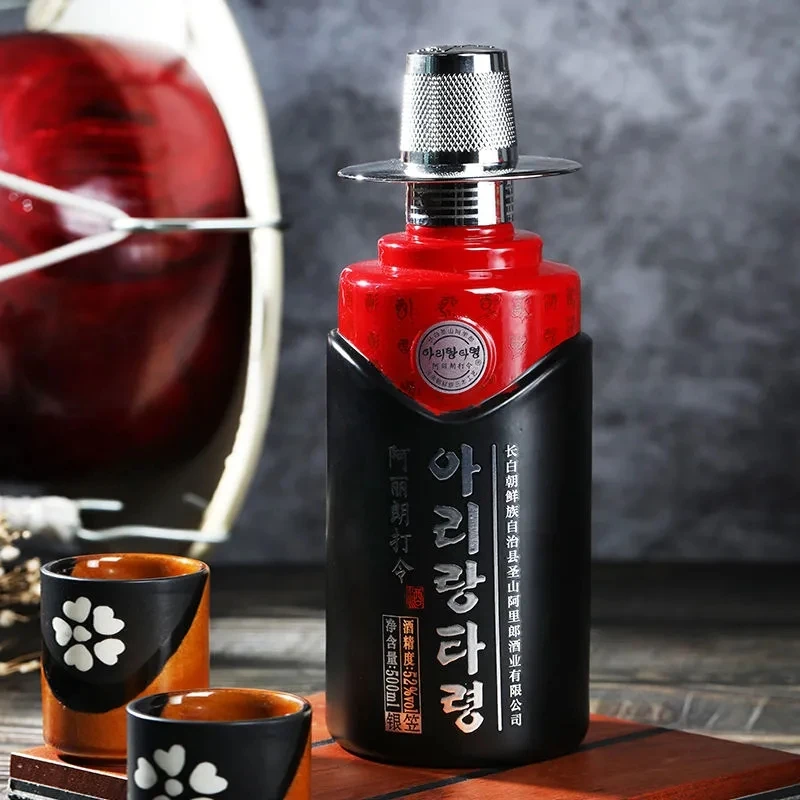 阿丽朗打令朝鲜族三木工艺纯粮酿造【银笠】浓香白酒52度500ml