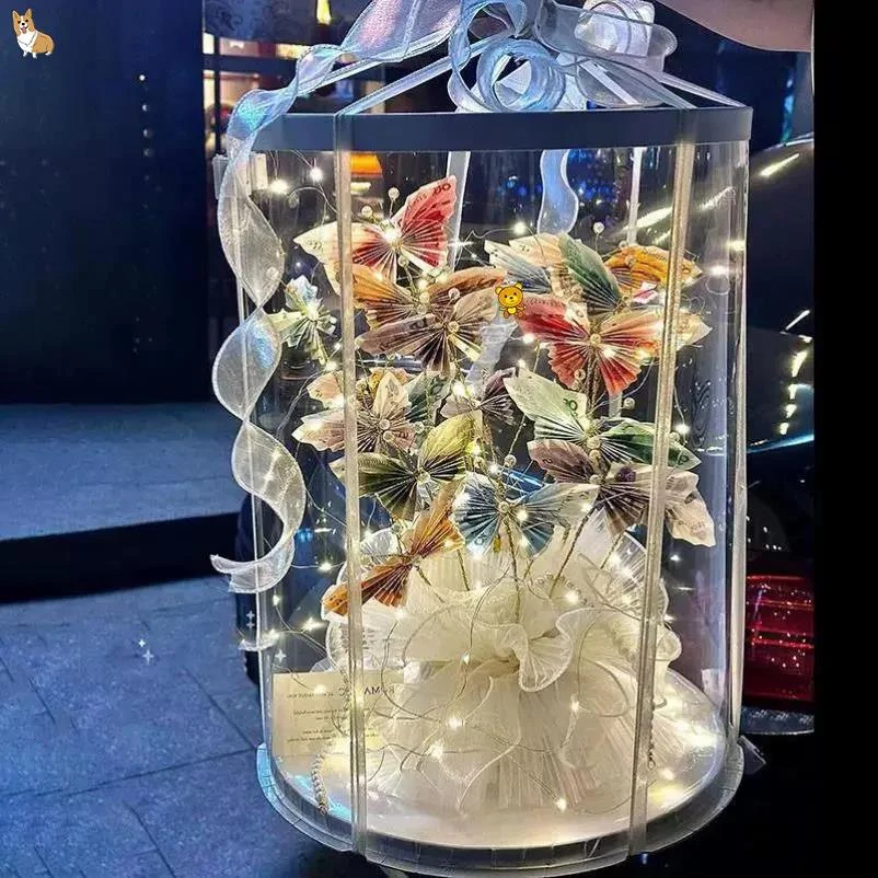 网红手工diy蝴蝶有钱花花束材料包装创意礼盒生日礼物送闺蜜女友