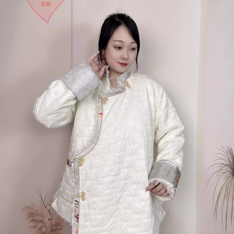 年货福利2025新款藏族服装女士羽绒棉服手工金扣冬季棉衣西藏服