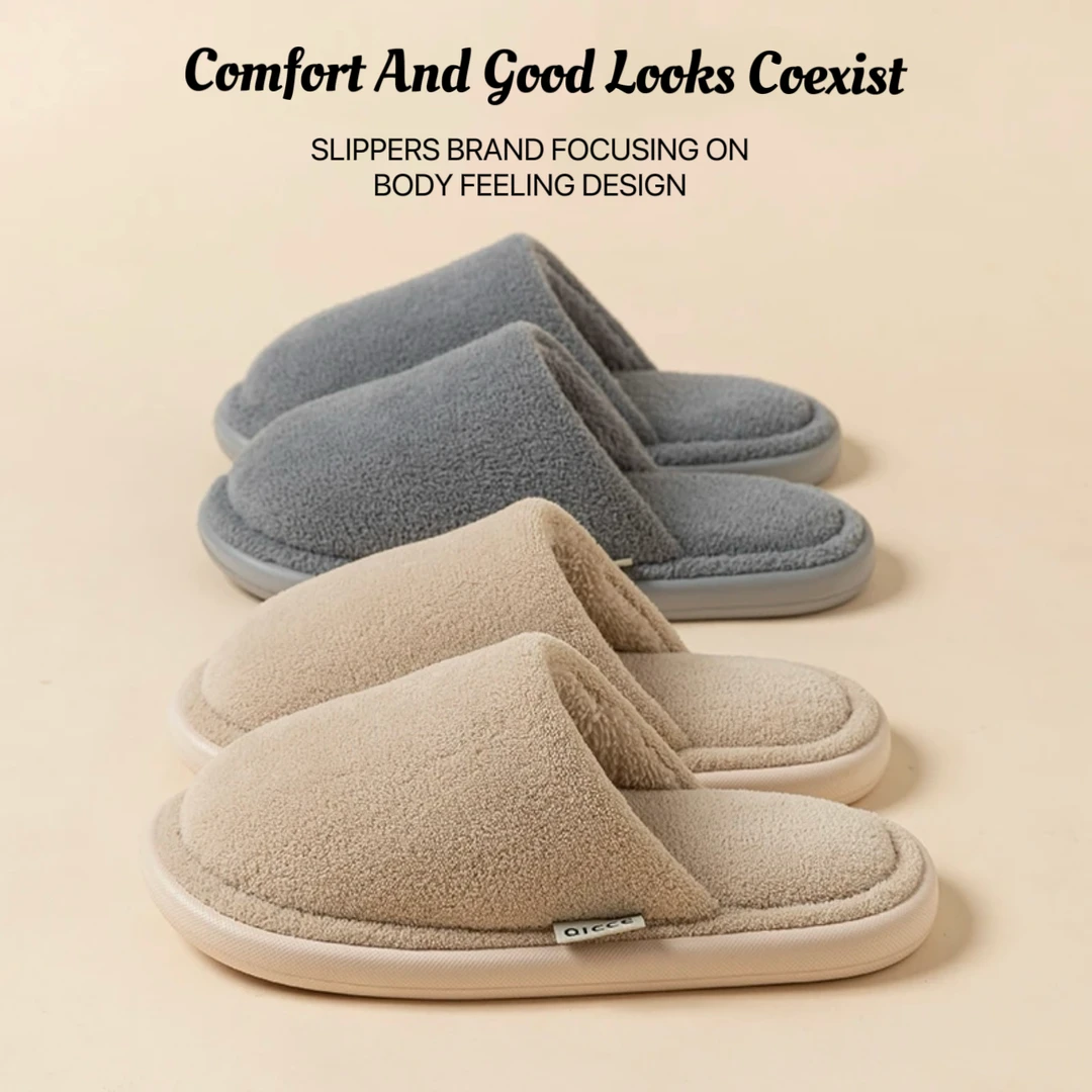 日式静音地板棉拖鞋女冬季2025新款防滑居家久穿不累女鞋情侣棉鞋