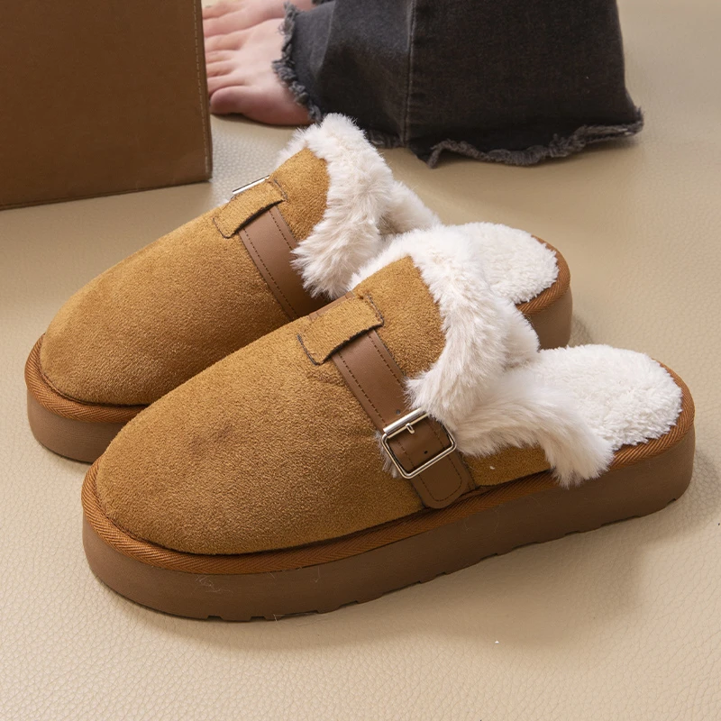 博肯鞋棉拖鞋女款冬季2024新款居家外穿厚底保暖防滑久穿不累女鞋