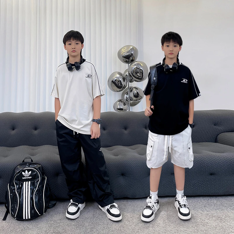 XT1658小赖家亲子休闲短袖T夏季中大童百搭宽松儿童上衣潮流ins夏