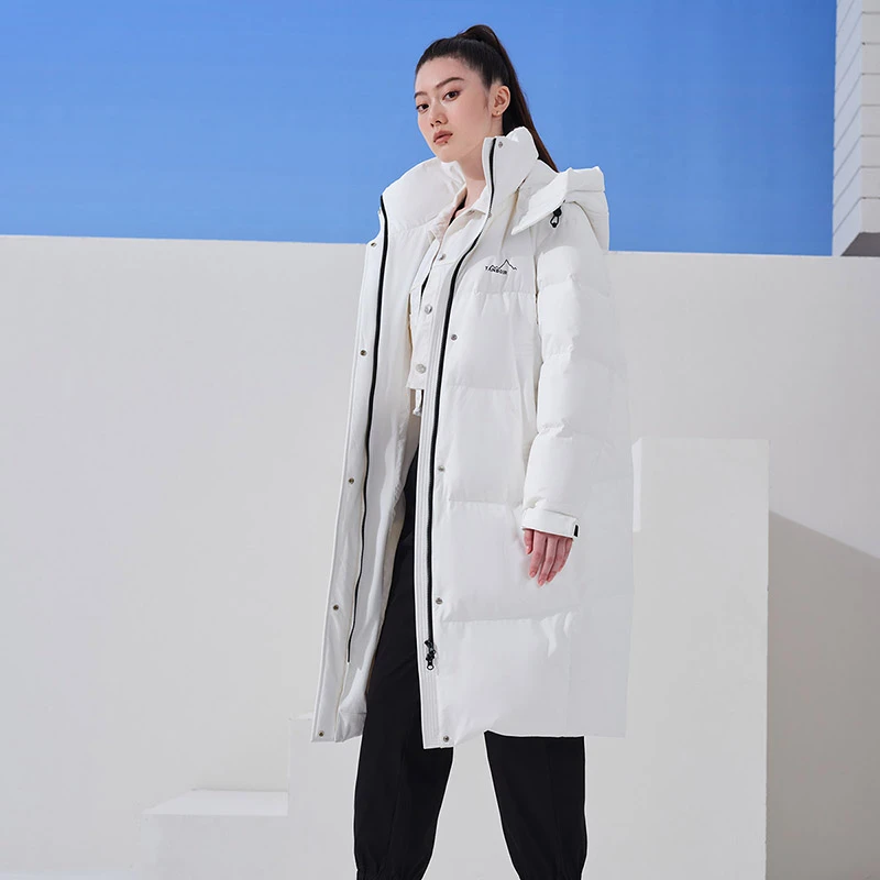 简约运动  坦博尔羽绒服女长款休闲可脱卸帽秋冬保暖外套TD336870