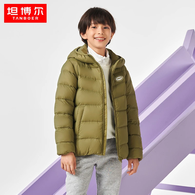 坦博尔羽绒服童装春秋轻薄休闲运动连帽宝宝上衣保暖外套TC330211
