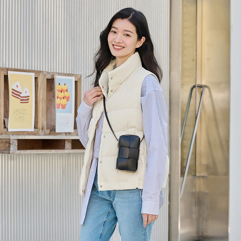 【达人专属】坦博尔轻薄短款小立领百搭羽绒马甲TD236006