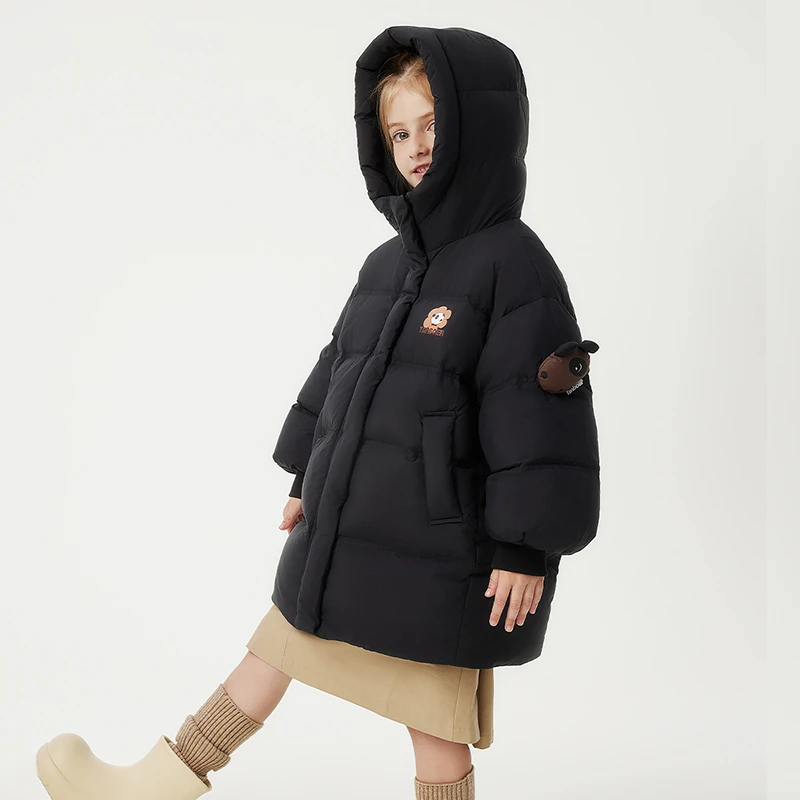 坦博尔儿童长款羽绒服萌趣熊猫时尚保暖连帽冬季高品质外套712Z
