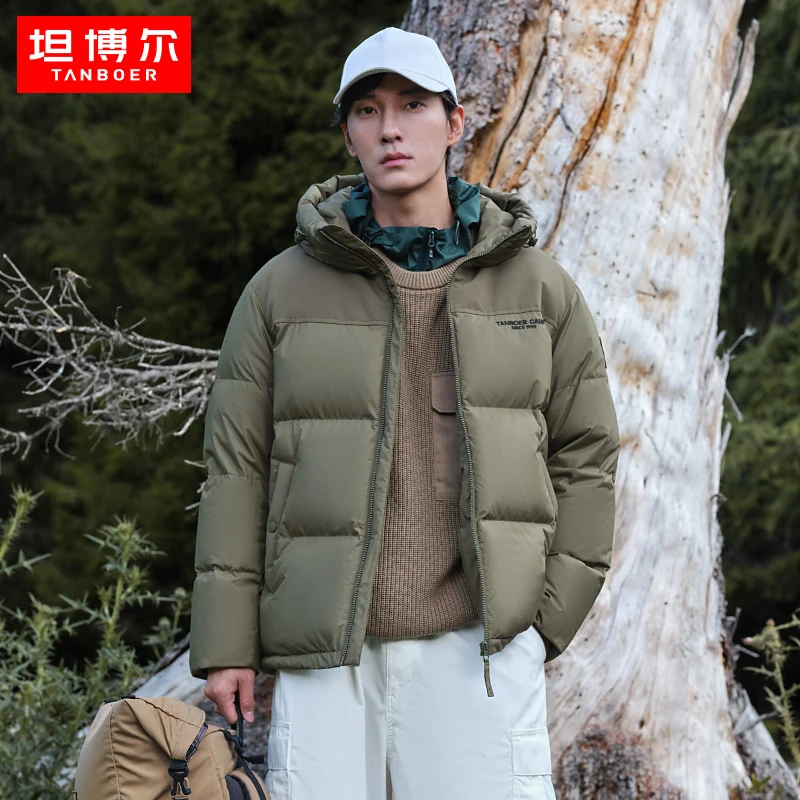 坦博尔男款时尚连帽冬季户外加厚防风保暖羽绒服面包服TA233357