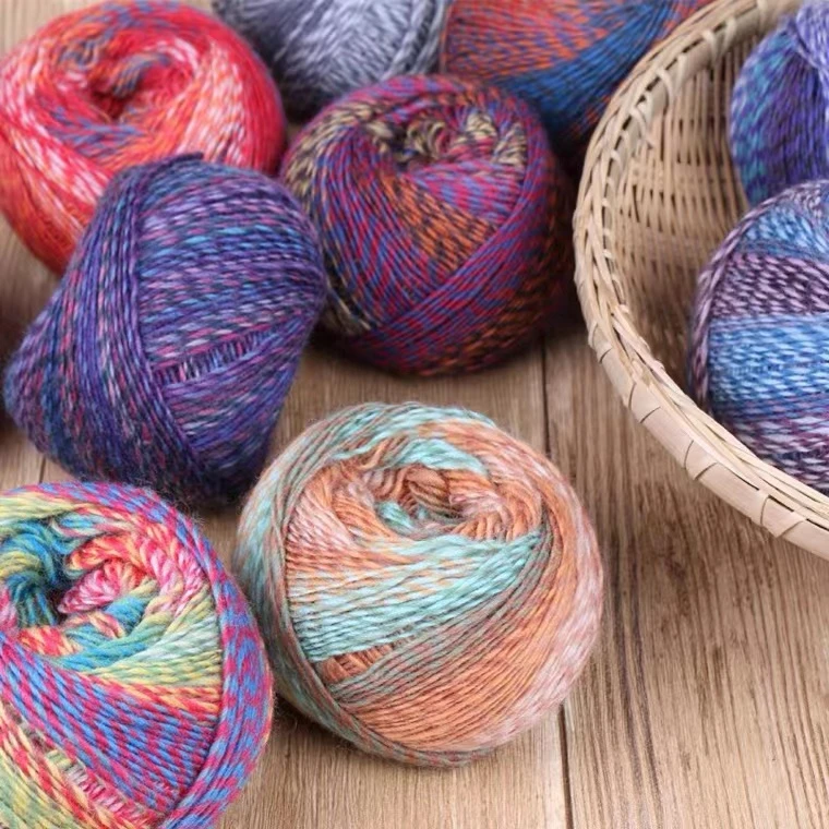 一线缘AB面粗支段染羊毛魔球可钩可织加厚披肩围巾保暖针织复古