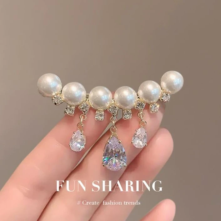 高档气质珍珠流苏胸针精致毛衣西装胸花配饰固定衣服防走光别针女