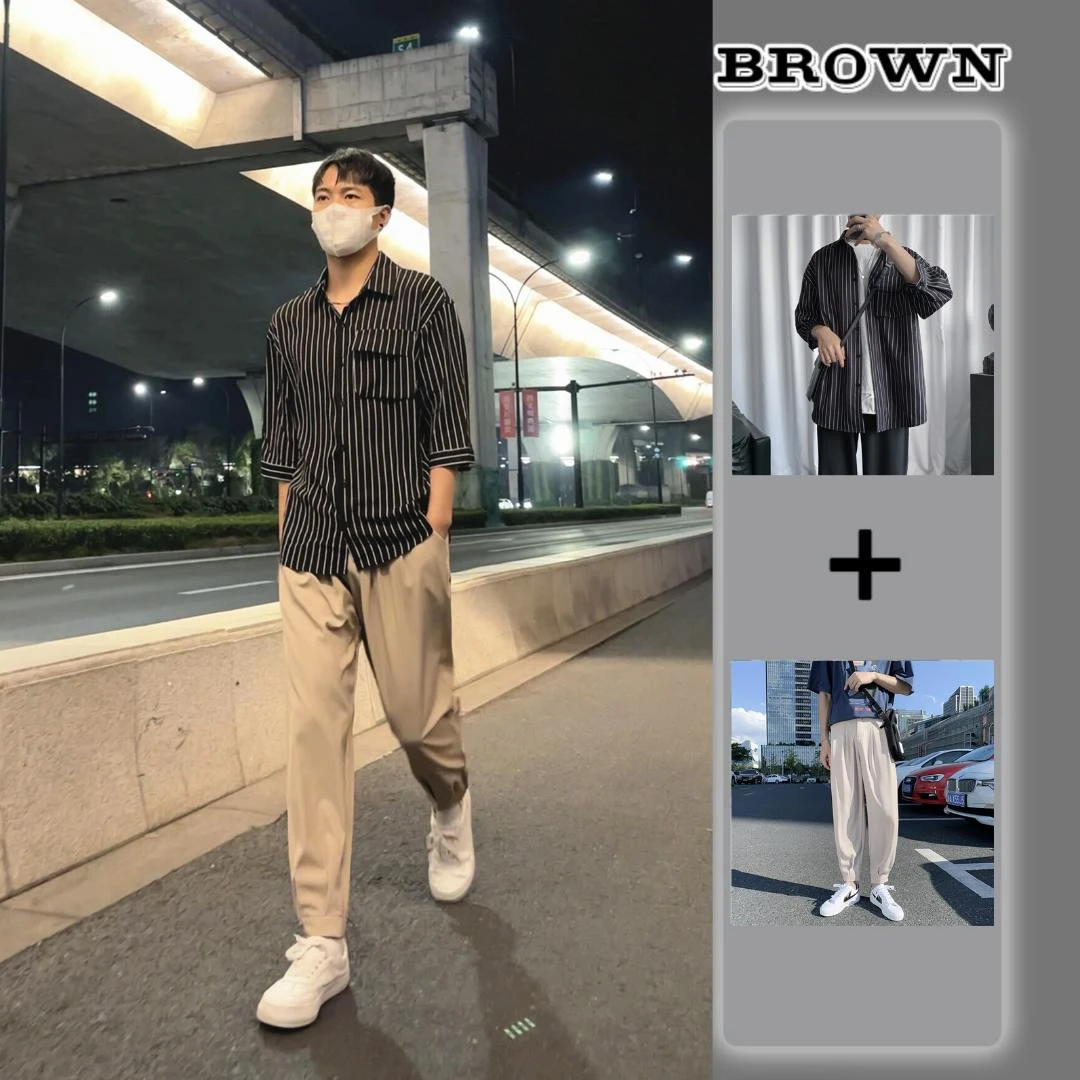 （两件套）短袖衬衫+九分裤