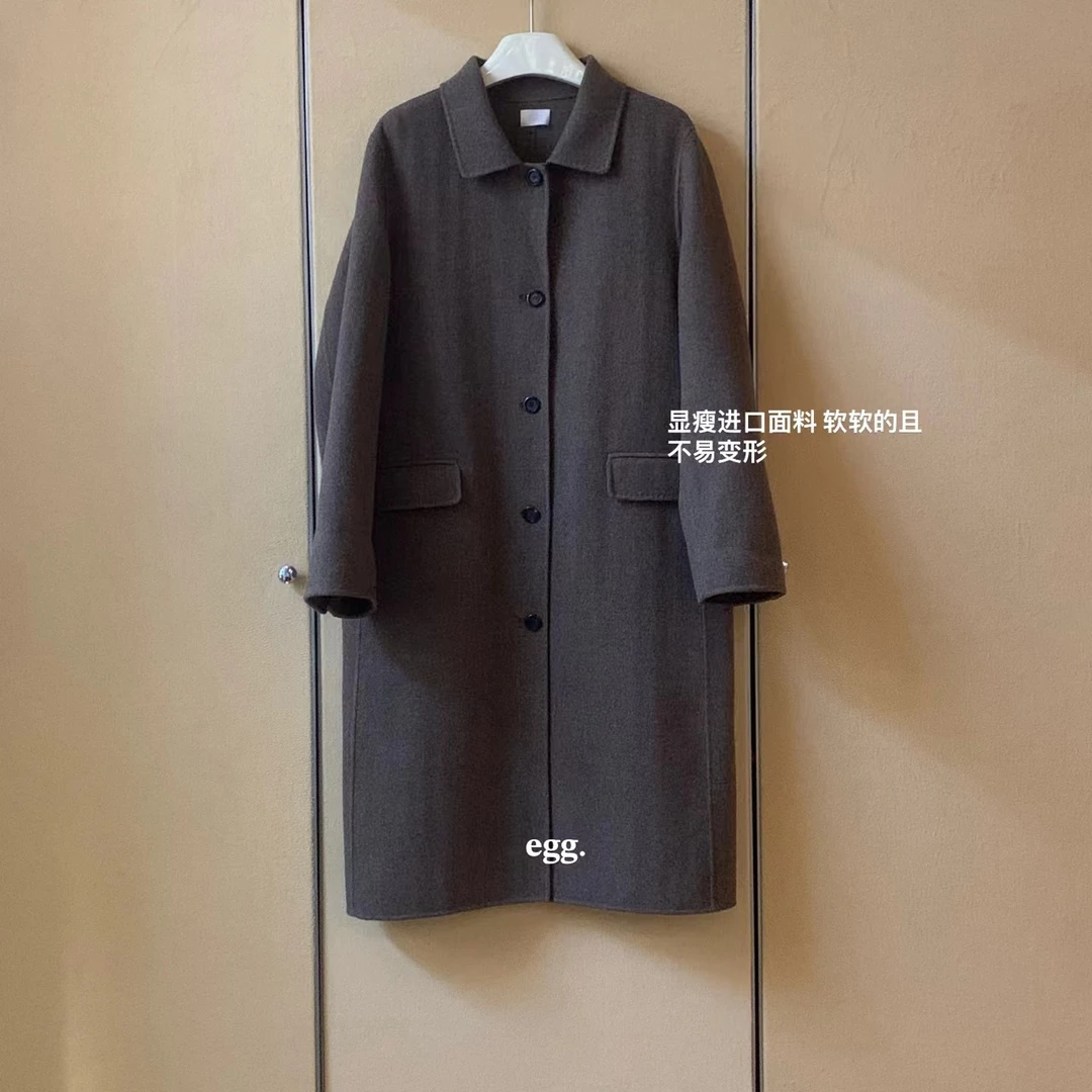 no退换韩国进口斜纹双面尼手工大衣