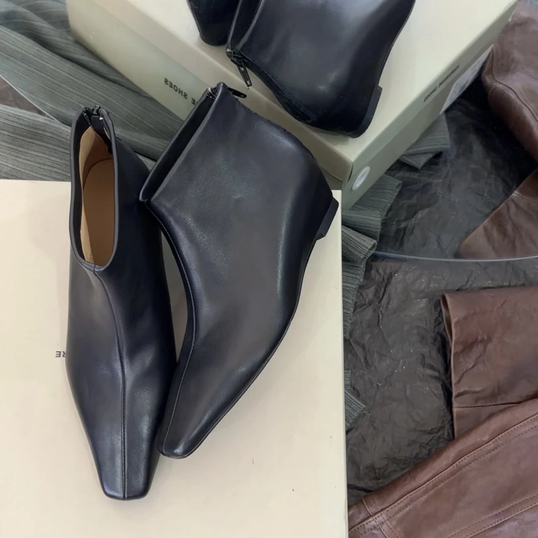 【王二今】牛皮/4.5CM/内增高气质优雅韩版切尔西靴时装短靴女