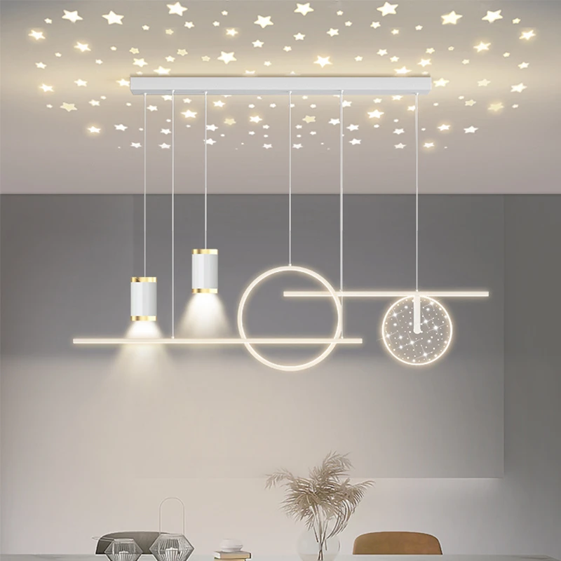 【顾家】餐厅吊灯轻奢现代简约大气长条饭灯北欧创意星家用餐桌节