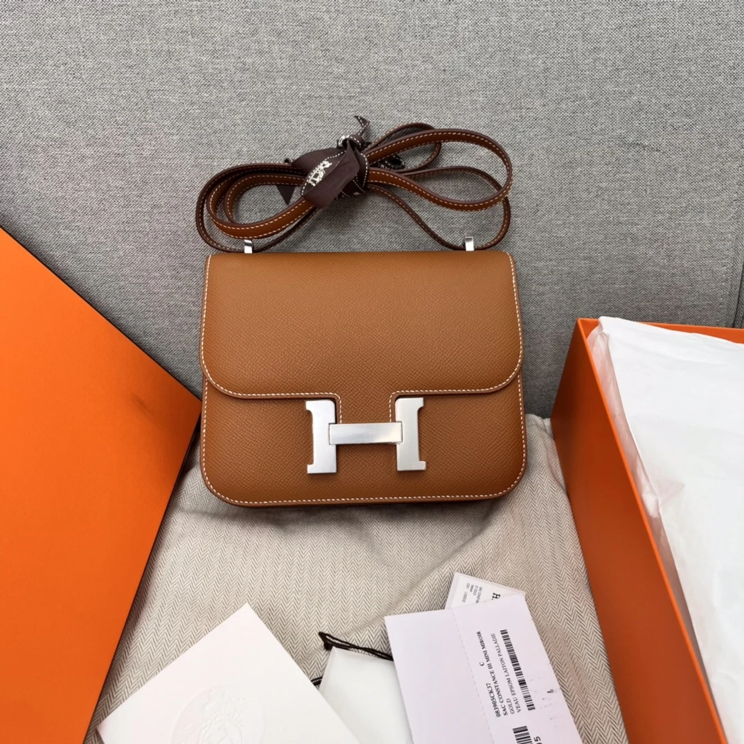 99新 Hermes/爱马仕 宝利汇康康19 constans 金棕银扣