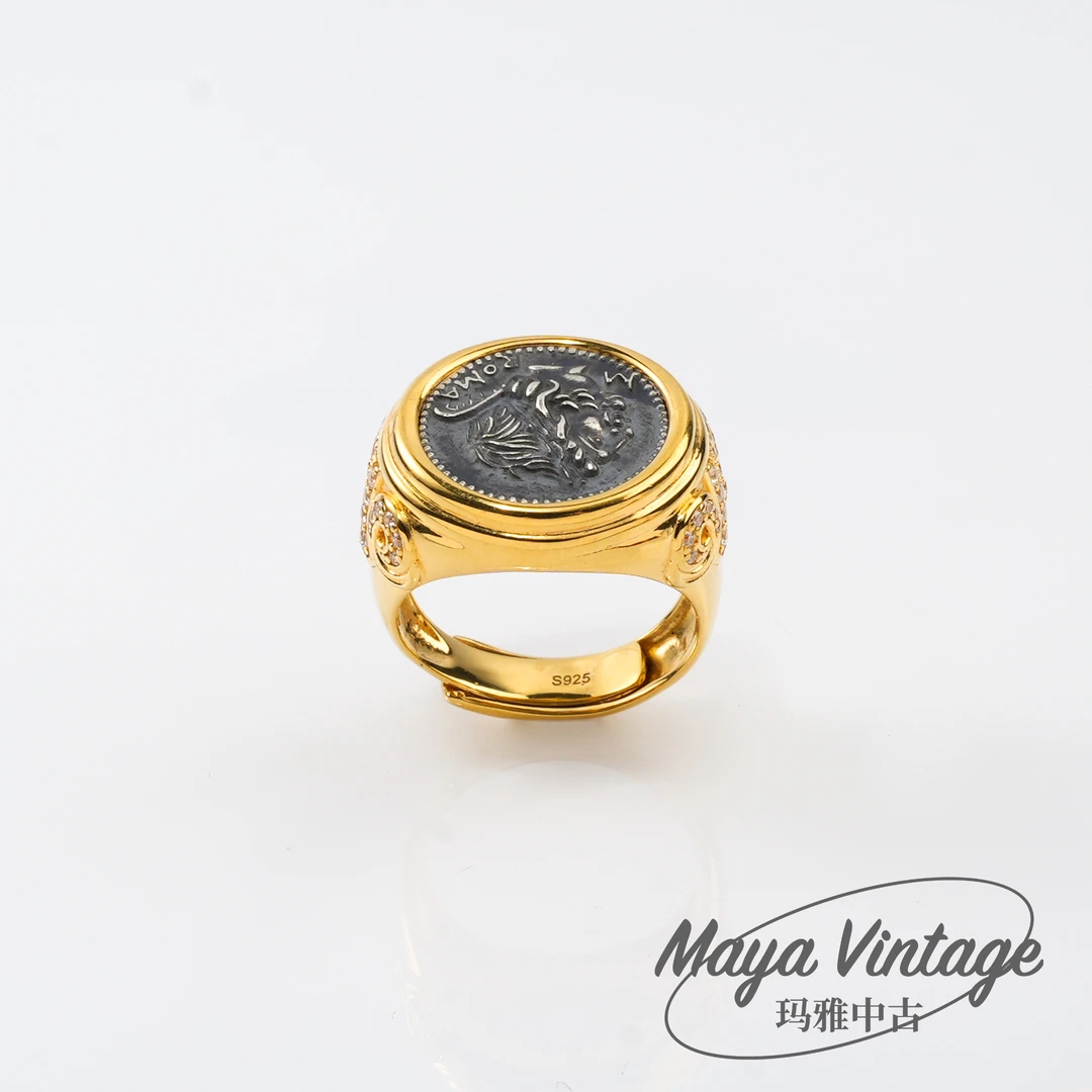 925银戒指 中古风S925银可调节戒指/S379