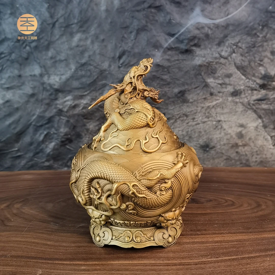 象外天工 瀚海云龙香炉 香炉 纯手工铸造 原创摆件 全铜 摆件家居