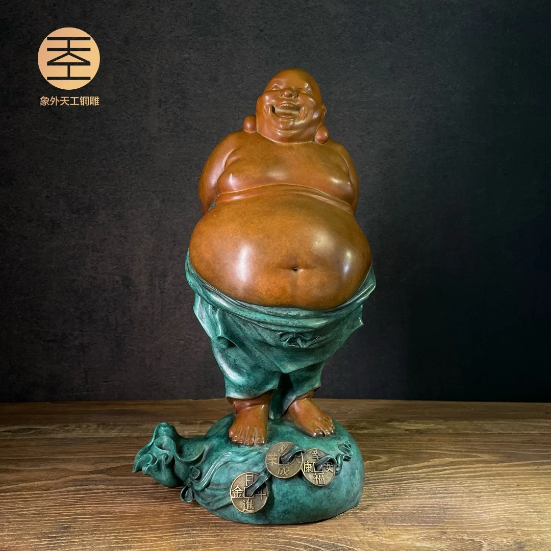 象外天工全铜摆件 弥勒 必成大业 小号 原创 铜雕雕塑 收藏摆件