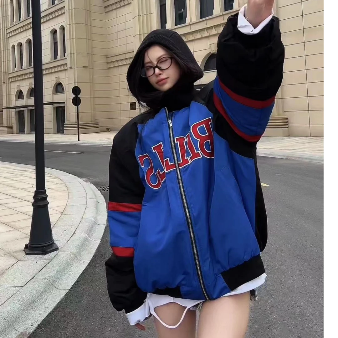 宠儿【2024冬季韩版拼色刺绣加棉棒球服】