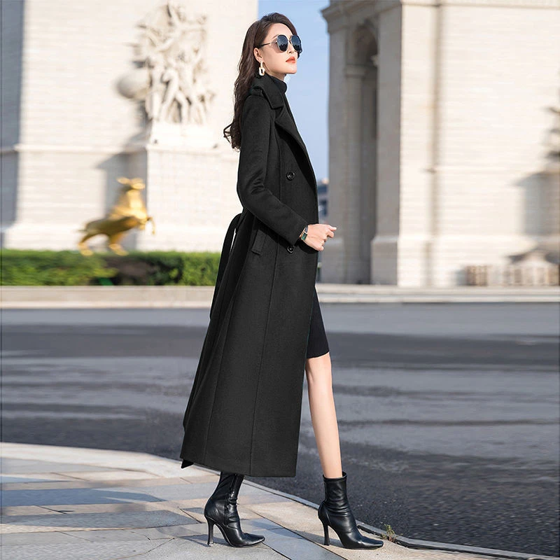 大衣外套女长款气质高级感2025年时尚高个子韩版加厚毛呢修身超长